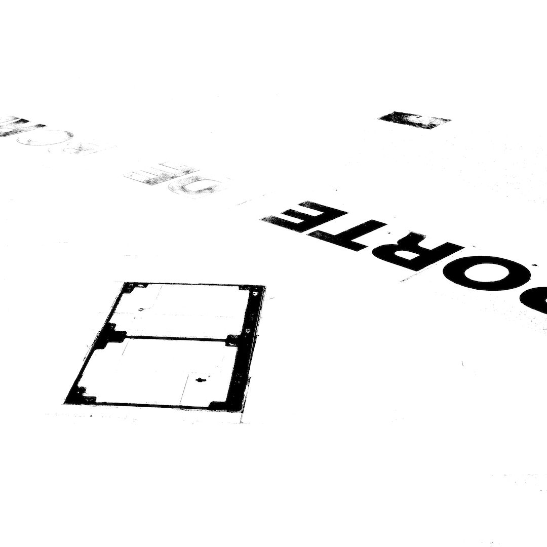 abstract black and white image letterforms