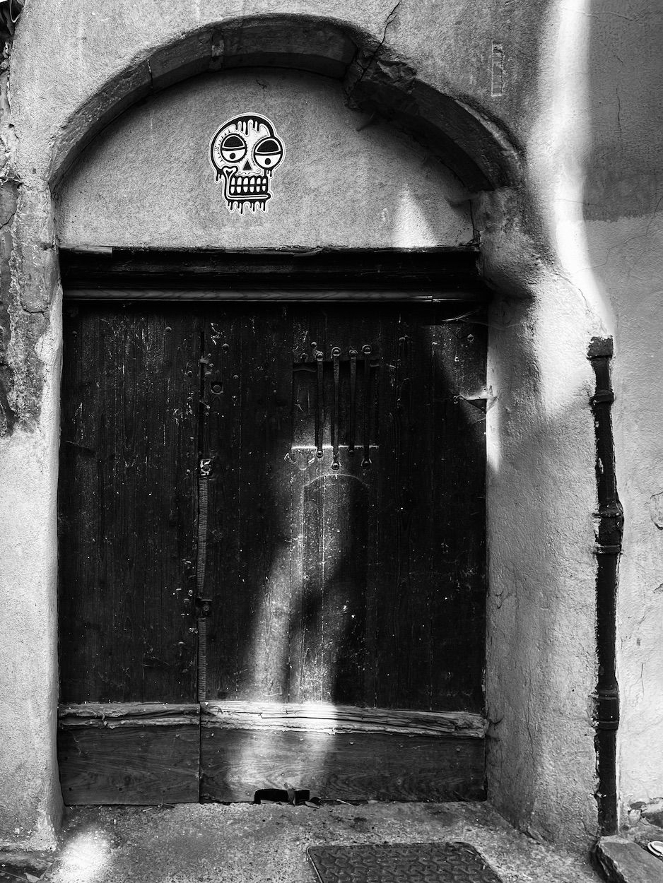 photograph of a doorway, France