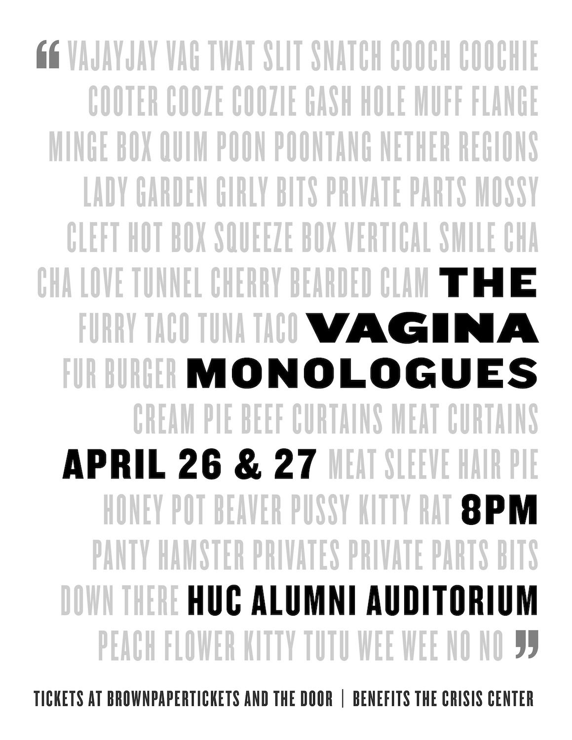 poster for performance of the vagina monologues