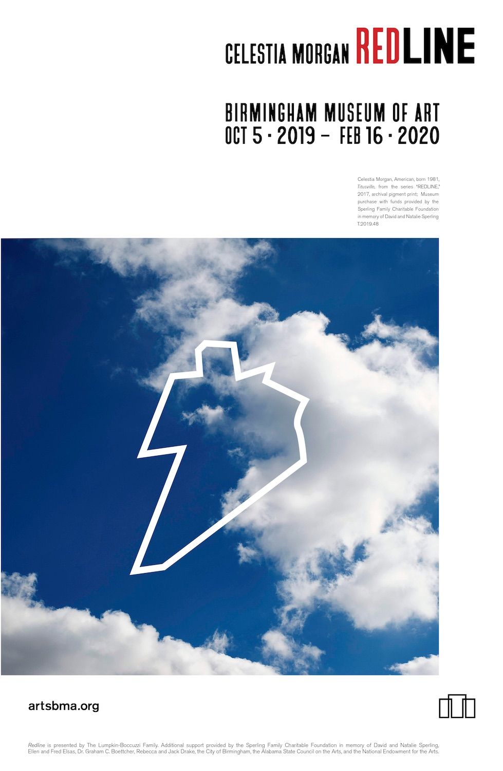 Poster with an image of the sky with a geometric shape overlaid