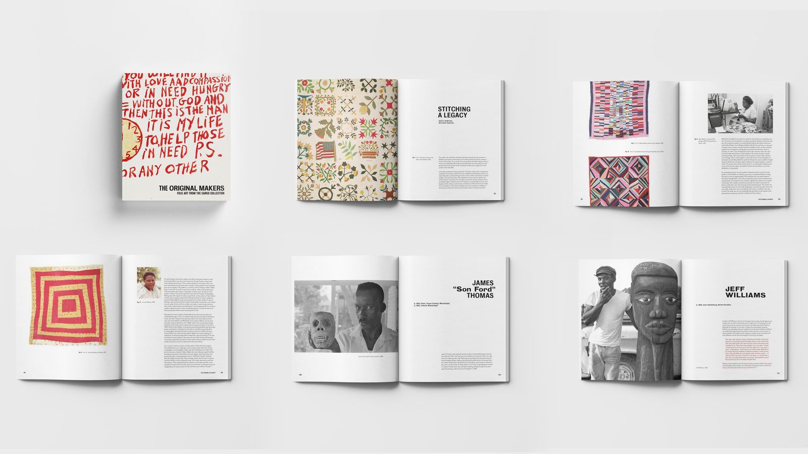 grid of open book spreads