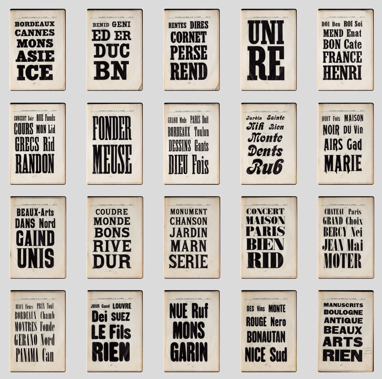 type specimen thumbnails