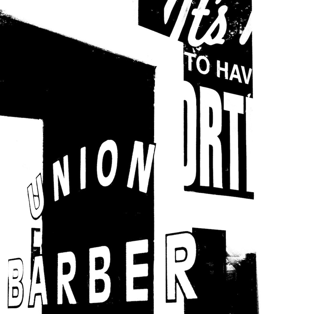 abstract black and white image letterforms