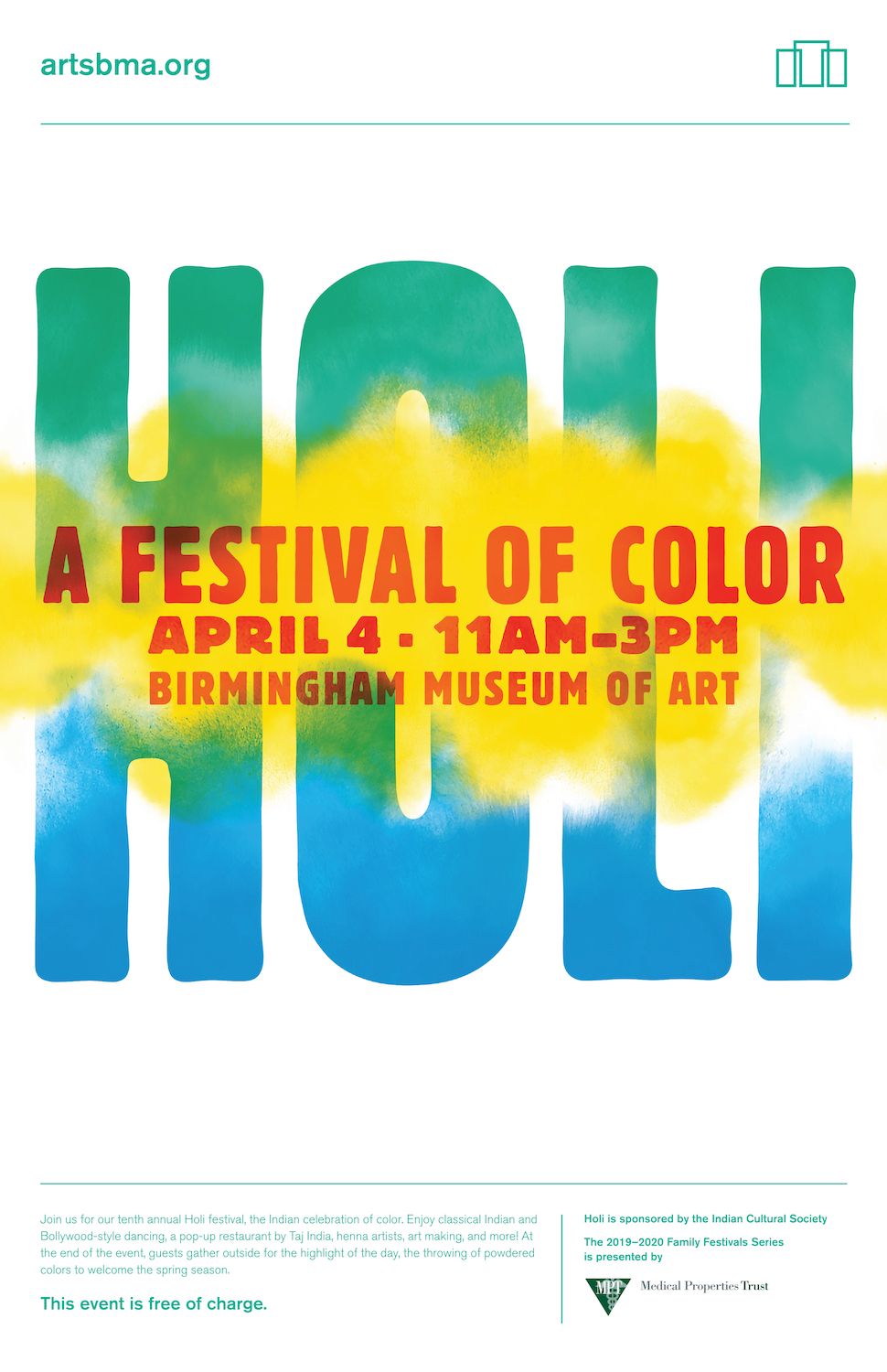 poster for a museum holi celebration